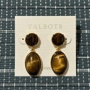 NEW | Talbots | Semiprecious Tiger’s Eye Drop Earrings (RET $34)